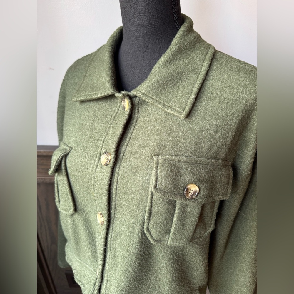 One Step Up performance soft button up fleece Olive Green Jacket medium - Picture 5 of 6